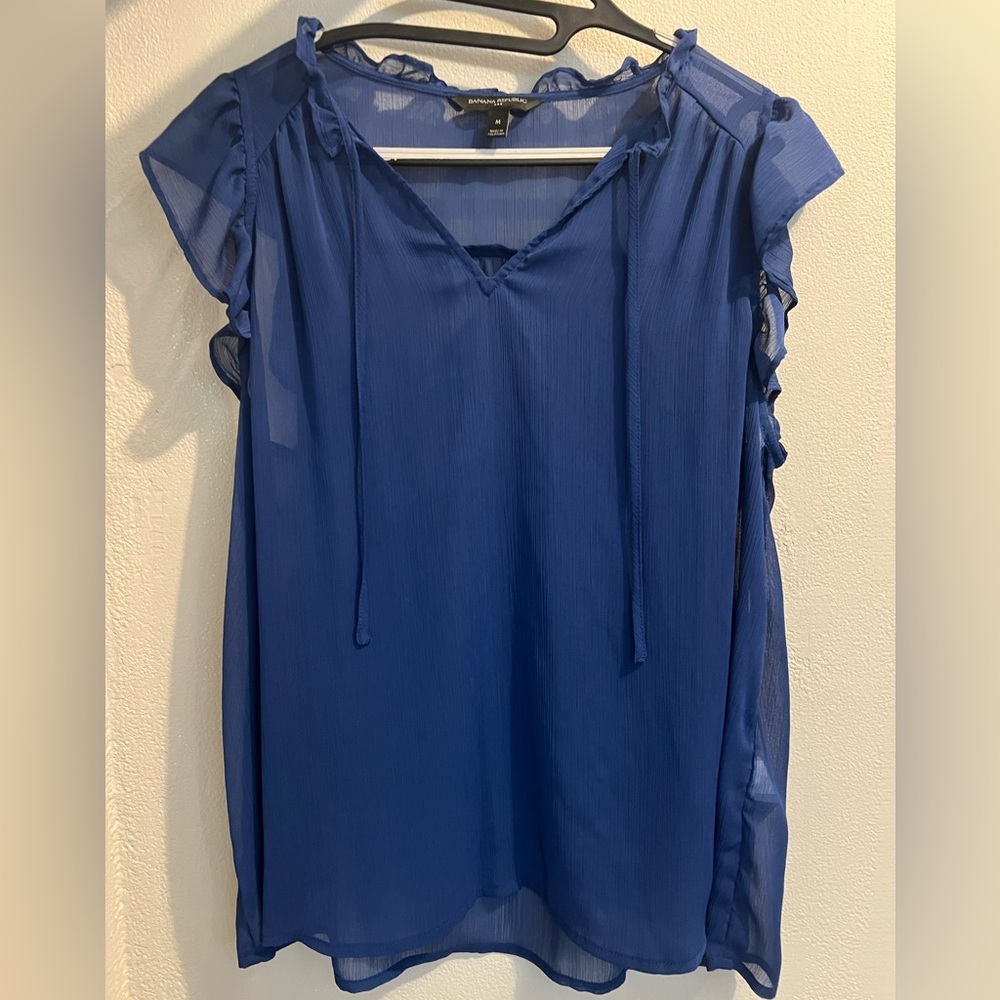 Banana Republic Sheer Flutter Sleeve Top